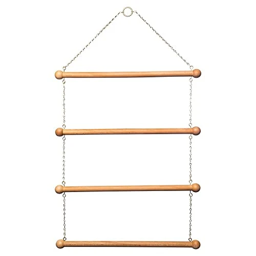 Schneiders Berlin Brass Wood Blanket & Cooler Rack | Compact Yet Spacious Design | Lightweight & Portable | Natural Wood & Brass Aesthetics | Accommodates Multiple Blankets