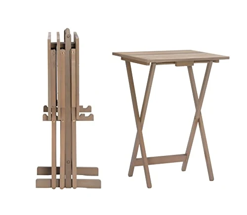 Linon Acacia Grace Tray Table Set, Driftwood
