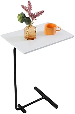 C Table,Couch Tables That Slide Under,C Shaped Side Table,Sofa End Table For Living Room Bedside Bathroom Snack Coffee Laptop Tables,Egg Oval-Shaped,Metal Frame,Easy Assembly Black(Upgraded) - Image 11