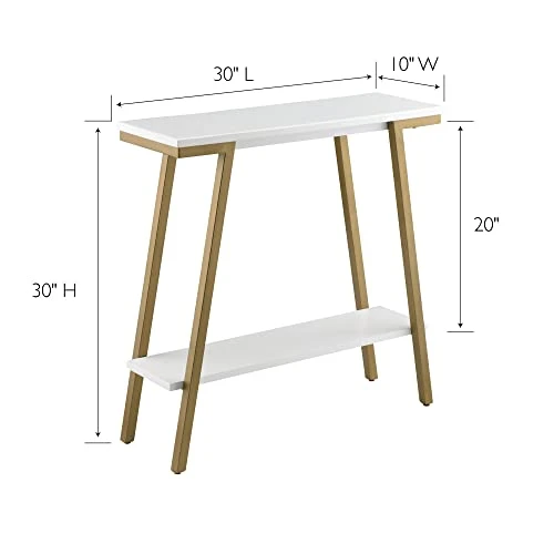 Leick Home 11431-WT Mixed Metal And Wood Hall Console Sofa Table, White/Gold 30 In X 10 In X 30 In - Image 2