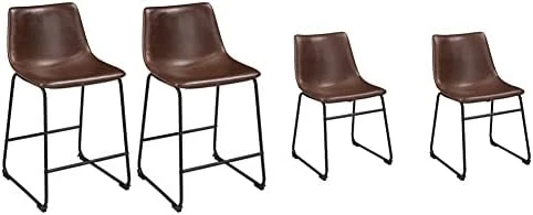 Signature Design By Ashley Centiar Urban Industrial 28.75" Pub Height Bucket Seat Barstool, 2 Count, Brown - Image 6