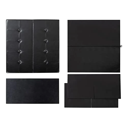 Otto & Ben Top Tufted Folding Faux Leather Trunk Bench Foot Rest, 30 Inch, Black - Image 3