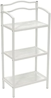 Household Essentials 3-Tier Metal Over The Toilet Bathroom Storage Shelf, White - Image 10