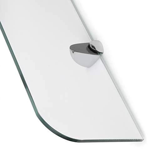 BSM Marketing 1/4" Thick Toughened Glass Shelves With Curved Corners And Large Chrome Finish Shelf Supports 23 2/3" And 19 2/3" Black, White And Clear (23 2/3" X 6", Clear 2 Shelves) - Image 4