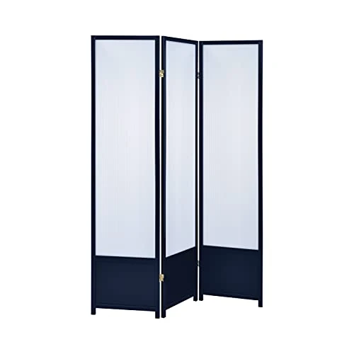 Coaster Home Furniture Calix 3-Panel Folding Floor Screen Room-Divider Translucent And Black - Image 3