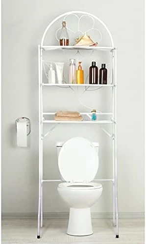 J&V TEXTILES 3-Shelf Bathroom Organizer Over The Toilet, Bathroom Spacesaver (Silver)* - Image 7