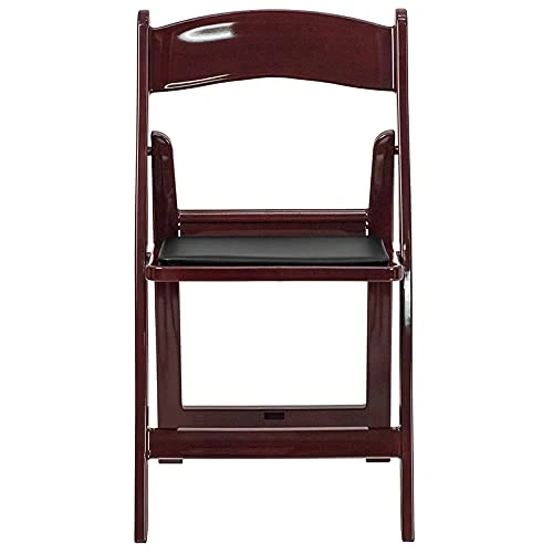 LIVING TRENDS 1 Pack Marvelius 1000 Lb. Capacity Red Mahogany Resin Folding Chair With Black Vinyl Padded Seat - Image 5