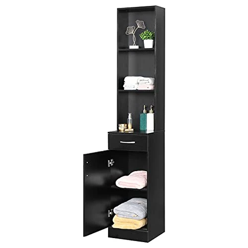Layta Slim Tall Bathroom Storage Cabinet Freestanding Narrow Linen Cabinet, Multi-Purpose Bathroom Furniture Cabinets With Door And Shelf For Bathroom,Living Room,Corridor,Bedroom, Black - Image 5