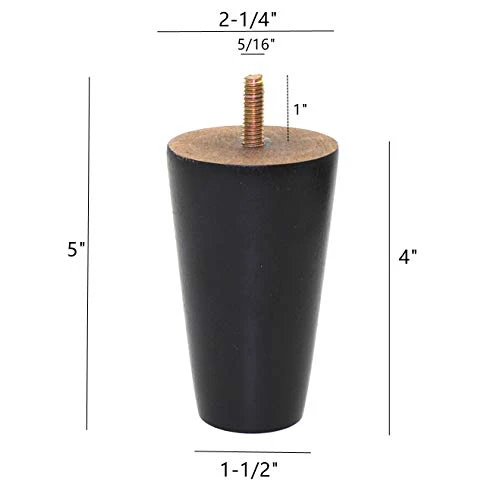 WEICHUAN Black Round Solid Wood Replacement Sofa Couch Chair Ottoman Loveseat Coffee Table Cabinet Furniture Wood Legs Wood Furniture Legs(4" Set Of 4) - Image 2