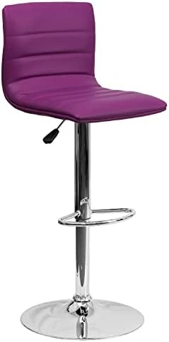 Flash Furniture Modern Burgundy Vinyl Adjustable Bar Stool With Back, Counter Height Swivel Stool With Chrome-Pedestal Base - Image 10