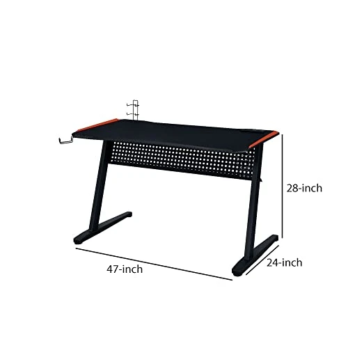 Benjara MDF Gaming Table With Cup And Controller Holders, Black - Image 4