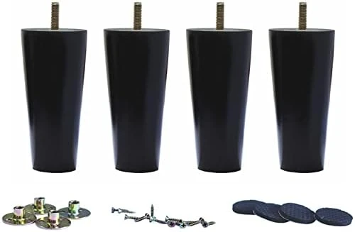 WEICHUAN Black Round Solid Wood Replacement Sofa Couch Chair Ottoman Loveseat Coffee Table Cabinet Furniture Wood Legs Wood Furniture Legs(4" Set Of 4) - Image 9