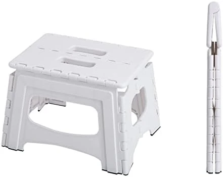 SHIMOYAMA Folding Step Stool 15IN Tall Plastic Foldable Step Stool For Camping Picnic And Home, 1 Pack, Collapsible Stool For Adults, White - Image 10