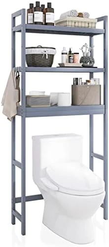SMIBUY Bathroom Storage Shelf, Bamboo Over-The-Toilet Organizer Rack, Freestanding Toilet Space Saver With 3-Tier Adjustable Shelves (Natural) - Image 9