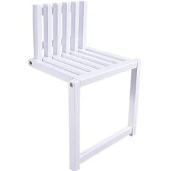Kelendle Folding Chair Wall-Mounted Invisible Shoe-Changing Stool Made Of Solid Wood Wall Seat Folding With Support Legs Saving Space Suitable For Various Occasions White