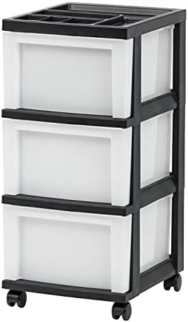 IRIS USA Craft Plastic Organizers And Storage, Rolling Storage Cart For Classroom Supplies, Storage Organizer For Art Supplies, Drawer Top Organizer For Small Parts, 4 Drawer, Black/Pearl - Image 5