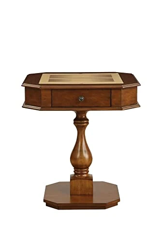 Bishop Game Table, Work Desk Multi-Functional Table Dining Table With 2 Storage Drawers, Reversible Game Tray & Pedestal Base, 3-in-1 Chess Table, Backgammon Table, Cherry - Image 4