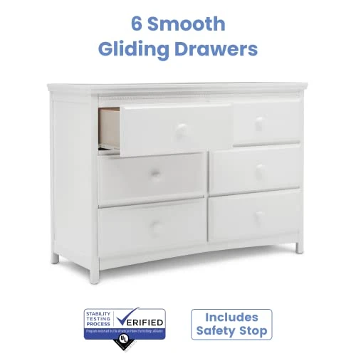 Delta Children Emerson 6 Drawer Dresser, Greenguard Gold Certified, Bianca White - Image 5