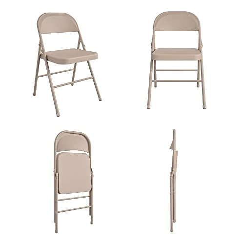 CoscoProducts COSCO All- Steel Folding Chair, 4-Pack, Antique Linen - Image 4