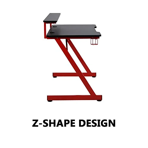 MNSSRN 47 Inch Gaming Table With Storage Rack, Metal Stand, Carbon Fiber Table Top, Ergonomic Design Gaming Gaming Table - Image 3