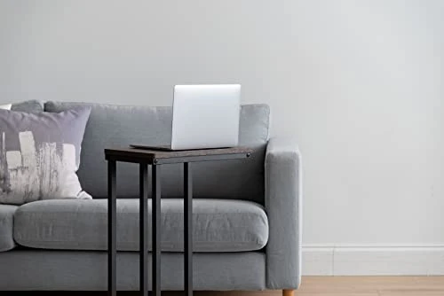 IRIS USA SDT Metal Side, Wood Accent Sofa End Table Computer Desk Coffee Snack, Night Stand, C-Shape Basic - Image 5