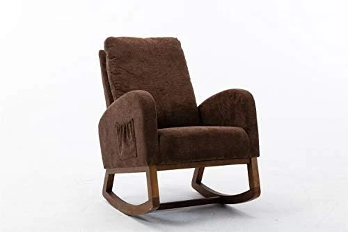 Luccalily Swivel Rocking Chair For Nursery, Upholstered Glider Nursery Chair With Breathable Fabric For Bedroom, Living Room, Beige - Image 13