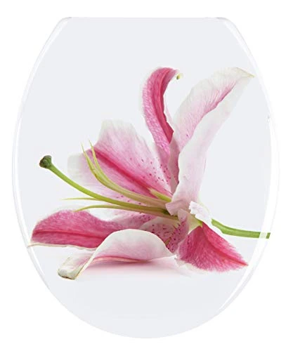 WENKO Toilet Seat Orchid-rustproof Stainless Steel Mounting, 37.5 X 44.5 X 10 Cm, Multicolor