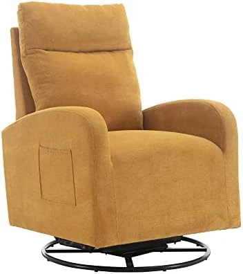 Caroun Swivel Rocking Chair Modern Style Rocking Chairs With One Left Bag And Upholstered Swivel Glider For Nursery Beige (Beige) - Image 10