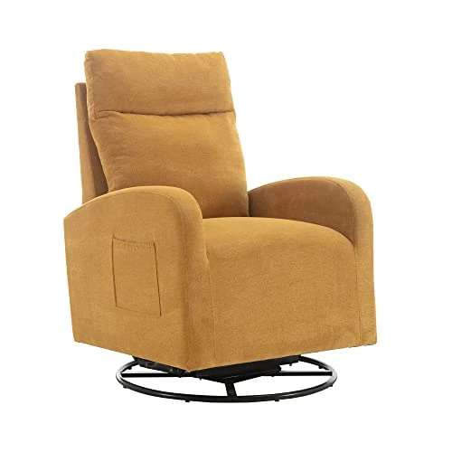HomSof Rocker Recliner, Polyester Rocking Nursery, Modern Lounge Chair For Living Room, One Size, Yellow Swivel Glider