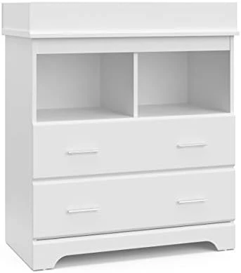 Storkcraft Brookside 2 Drawer Changing Table Dresser (Pebble Gray) β Nursery Dresser Organizer With Changing Table Topper, Chest Of Drawers For Bedroom With 2 Drawers, Universal Design - Image 13