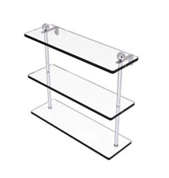 Allied Brass PR-5/16 16 Inch Triple Tiered Glass Shelf, Polished Chrome
