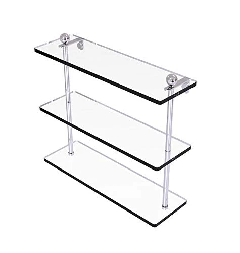 Allied Brass PR-5/16 16 Inch Triple Tiered Glass Shelf, Polished Chrome