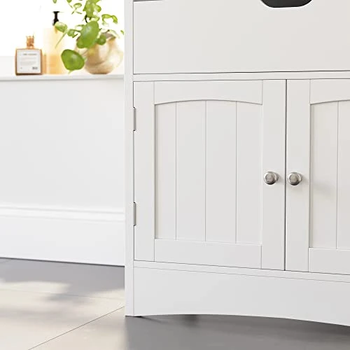 VASAGLE Bathroom Storage Cabinet With Drawer, 23.6 X 11.8 X 48 Inches, White - Image 4