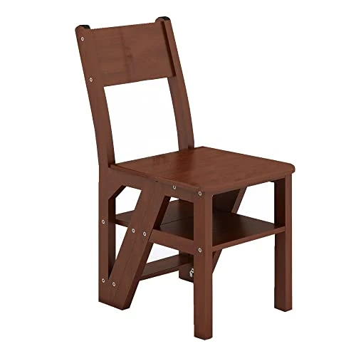 Solid Rubber Wood Folding Library Ladder Chair,Step Ladders Step Chair,Foldable 4-Step Stool Dual Purpose Stepladders,4-Step Climb Step,Folding Ladder Chair,Display Stand,Flower Stand - Image 5