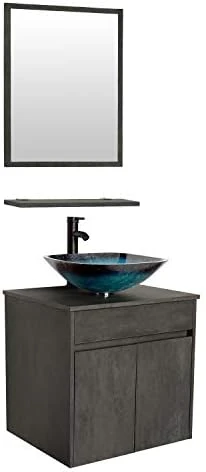 Eclife 24β Bathroom Vanity Cabinet Wall Mounted Natural Cabinet Two Doors Pedestal Cabinet Vanity Set With Mirror (Single Cabinet Only) - Image 9