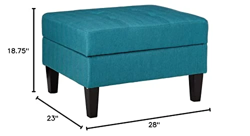 Christopher Knight Home Zahra Fabric Storage Ottoman, Teal / Dark Brown - Image 2