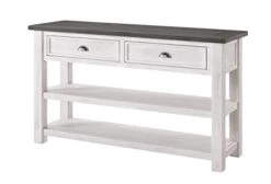 Martin Svensson Home Monterey Solid Wood Sofa Console Table White With Grey Top