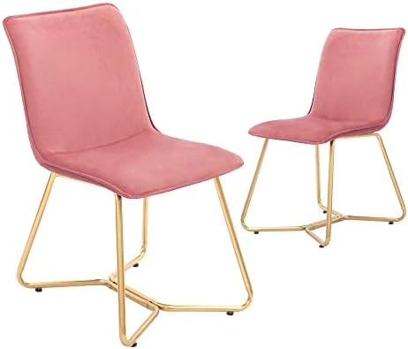 CangLong 25Inch Upholstered Polished Gold Metal Frame, Set Of 2, Counter Stool Chair, Pink 3 - Image 9