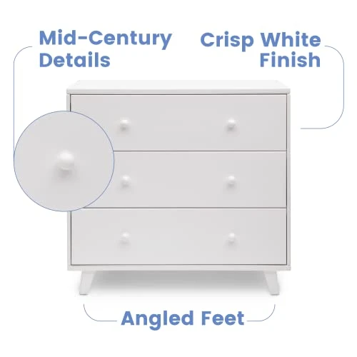 Delta Children Ava 3 Drawer Dresser With Changing Top, Greenguard Gold Certified, White - Image 5