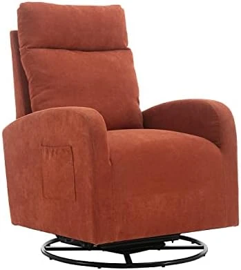 Suwoic Swivel Glider For Nursery, Retro Style Rocking Chair, Living Room, Bedroom, Light Blue - Image 9