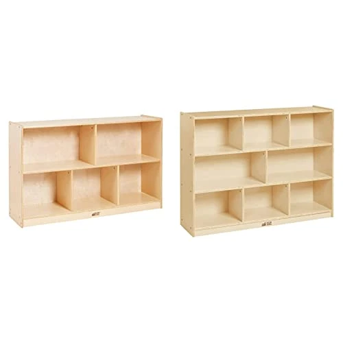 ECR4Kids 5-Compartment Mobile Storage Cabinet, 30in, Classroom Furniture, Natural & ELR-0451 2 Shelf Storage Birch Cabinet With Open Back, Natural - Image 10
