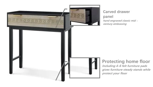 Aoikax Farmhouse Console Table, Vanity Table, French Country Console Table With Drawer, Hand-Carved Finished (Natural And Black)… - Image 4