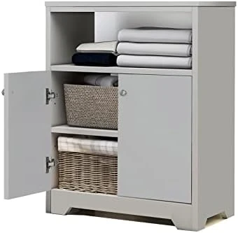 ELESS HOME Bathroom Storage Cabinet, Bathroom Floor Cabinet, Bathroom Cabinets Freestanding With 1 Door And 3 Open Shelves For Living Room Bathroom Home Office - Image 8