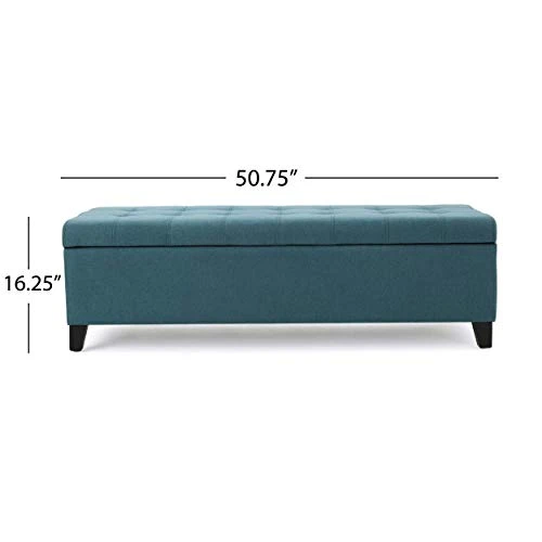 Christopher Knight Home Mission Fabric Storage Ottoman, Dark Teal Dimensions: 19.25”D X 50.75”W X 16.25”H - Image 3