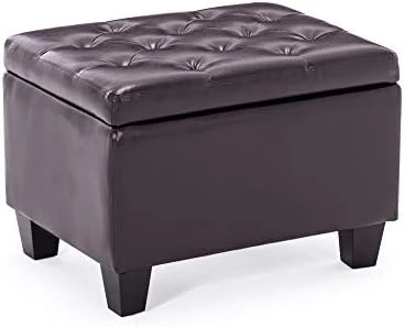 BELLEZE 24 Inch Modern Tufted Bedroom Storage Ottoman Bench, Linen Lift Top Upholstered Foam Padded Rectangular Footstool, Easy Assemble Furniture - Jay (Gray) - Image 7