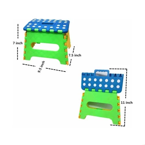 FP TOOL 2 Pack 7 Inch Foldable Stool, Folding Stool Lightweight Plastic Stool For Livingroom Bathroom Bedroom-Color May Vary, Blue, Red - Image 3