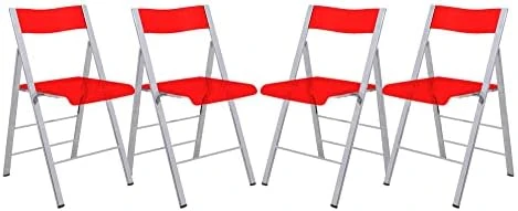 LeisureMod Milden Modern Acrylic Folding Chairs, Set Of 4 (Blue) - Image 5