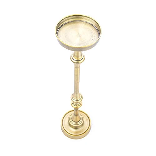 NewRidge Home Goods Dapper Glam 6in. Round Martini, Set Of 2, For Small Spaces And Living Room End, Side, Drink Table, 5.74" Lx5.74 Dx25.99 H, Brass - Image 3
