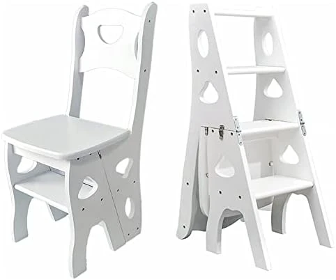 Wooden Folding Library Ladder Chair,Lightweight Portable Ladder Shelf,Multifunctional Step Stool,4-Step Stepladders Display Stand For Indoor Outoor, Green, 35x47.5x88cm(14x19x35inch) - Image 8