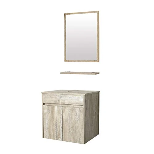 Eclife 24β Bathroom Vanity Cabinet Wall Mounted Natural Cabinet Two Doors Pedestal Cabinet Vanity Set With Mirror (Single Cabinet Only) - Image 3
